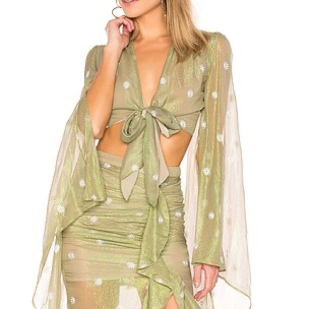 Stylish Green Tie-Front Top
